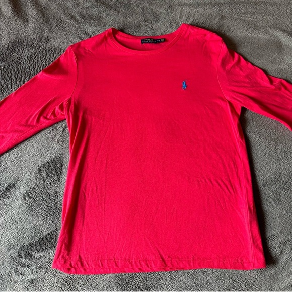 Polo Ralph Lauren Shirt Women L Long Sleeve Crew Neck Lightweight Pink - Picture 1 of 6